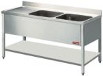 DIAMOND Masa inox DIAMOND L1421S/6, chiuveta 2 rezervoare, 1 suprafata de scurgere (L1421S/6)