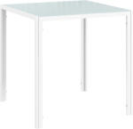 HomCom Masă de dining din sticlă Masă pătrată de bucătărie pentru 4 persoane cu picioare metalice pentru living 75x75x75 cm alb | Aosom Romania (835-480V00WT)