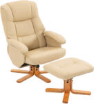 HOMCOM Fotoliu relax cu taburet, fotoliu de relaxare pivotant 360° spătar înclinabil suportă 120 kg bej | Aosom Romania (83B-319V00BG)