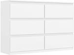 HOMCOM Fiókos komód 6 fiókos, modern tároló bútor hálószobába, forgácslap, fehér (831-337V96WT)