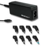 Qoltec Univerzális adapter 8 csatlakozóval és kábellel, Qoltec, 51527, Teljesítmény: 45W, bemeneti feszültség: 220 - 240 V, túlfeszültség elleni védelem, rövidzárlat elleni védelem, termikus, kábel hossza: ~