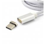 SBOX MAGNETIC- TYPE-C M/M - 1m mágneses USB 2.0 - Type-C ezüst kábel (T-MLX36421)