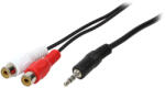 LogiLink Аудиокабел LogiLink, 3, 5 мм с 3 извода/M-2x RCA/F, черен, 0, 2 м