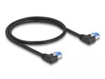 Delock RJ45 мрежов кабел Cat. 6A S/FTP, извит наляво, 0, 5 м, черен