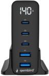 Gembird 5-портово бързо зарядно устройство USB с GaN, 140 W, черно TA-UC-2A3C-PD140-01-BK (TA-UC-2A3C-PD140-01-BK)