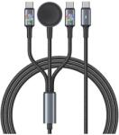 USAMS Cablu de date USAMS HUAN 3-în-1 Type-C - 2 încărcătoare Type-C/Apple Watch, 120 cm, GRI SJ785USB01 (SJ785USB01)