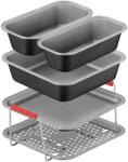 Tefal Set de 5 accesorii Tefal Dail'Easy J701S544 pentru friteuza de 4.6 L, invelis antiaderent, otel carbon, tava perforata cu manere, tava si 3 forme, negru & gri (J701S544)