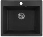 Inter Ceramic Chiuveta compozit Inter Ceramic finisaj granit negru 57x50 cm cu orificiu baterie (8304 BLACK CENTRAL HOLE) Chiuveta