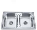 Inter Ceramic Chiuveta inox Inter Ceramic Tampico cu doua cuve fara picurator finisaj inox lucios 80x50 cm (8050 S TAMPICO) Chiuveta