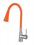 Inter Ceramic Baterie bucatarie cu pipa flexibila Inter Ceramic Havana finisaj crom lucios-portocaliu mat cu 2 functii (7108223 HAVANA ORANGE)