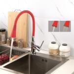 Inter Ceramic Baterie bucatarie cu pipa flexibila Inter Ceramic Havana finisaj crom lucios-rosu mat cu 2 functii (7108223 HAVANA RED)