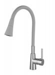 Inter Ceramic Baterie bucatarie cu pipa flexibila Inter Ceramic Havana finisaj crom lucios-gri mat cu 2 functii (7108223 HAVANA GREY)