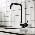 Inter Ceramic Baterie bucatarie cu pipa inalta Inter Ceramic finisaj negru mat (7192174B 7119)