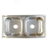 Inter Ceramic Chiuveta inox Inter Ceramic cu doua cuve fara picurator finisaj inox satinat 76x41 cm (7641 GR) Chiuveta