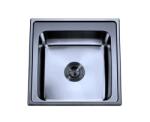 Inter Ceramic Chiuveta inox Inter Ceramic Tampico cu o cuva fara picurator finisaj inox cromat lucios 50x50 cm (5050B) Chiuveta