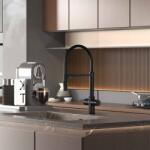 Inter Ceramic Baterie bucatarie cu pipa flexibila Inter Ceramic Acqua Pura compatibila cu sistem filtrare apa negru mat (7207074MB)