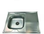 Inter Ceramic Chiuveta inox Inter Ceramic Alpaca cu o cuva cu picurator dreapta finisaj inox satinat 86x60 cm (8660A R) Chiuveta