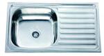 Inter Ceramic Chiuveta inox Inter Ceramic Alpaca cu o cuva si picurator in dreapta finisaj inox 75x40 cm (7540 R) Chiuveta