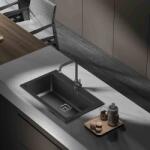 Inter Ceramic Chiuveta compozit Inter Ceramic finisaj granit negru 78x48 cm cu orificiu baterie (8213 BLACK CENTRAL HOLE) Chiuveta