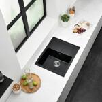 Inter Ceramic Chiuveta compozit Inter Ceramic finisaj granit negru 62x50 cm cu picurator (8220BLACK) Chiuveta
