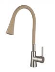 Inter Ceramic Baterie bucatarie cu pipa flexibila Inter Ceramic Havana finisaj crom lucios-bej mat cu 2 functii (7108223 HAVANA BEIGE)