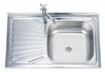 Inter Ceramic Chiuveta inox Inter Ceramic cu o cuva si picurator stanga finisaj inox lucios 80x50 cm (8050A*18 L) Chiuveta
