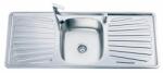 Inter Ceramic Chiuveta inox Inter Ceramic Alpaca cu o cuva si picurator in dreapta si stanga finisaj inox 120x50 cm (12050 D) Chiuveta