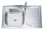 Inter Ceramic Chiuveta inox Inter Ceramic cu o cuva si picurator dreapta finisaj inox lucios 80x50 cm (8050A*18 R) Chiuveta