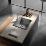 Inter Ceramic Chiuveta compozit Inter Ceramic finisaj granit gri 50x50 cm cu orificiu baterie (5050 GRAY CENTRAL HOLE) Chiuveta