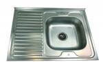 Inter Ceramic Chiuveta inox Inter Ceramic Alpaca cu o cuva cu picurator stanga finisaj inox satinat 86x60 cm (8660A L) Chiuveta