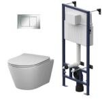 AM.PM Set vas WC suspendat AM. PM X-Joy S FlashClean cu capac softclose alb lucios, rezervor incastrat si clapeta de actionare crom (IIS90251.XB1701)
