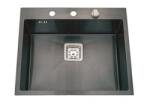 Inter Ceramic Chiuveta inox Inter Ceramic cu o cuva fara picurator finisaj negru satinat 60x50 cm (6052B) Chiuveta