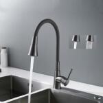 Inter Ceramic Baterie bucatarie cu pipa flexibila Inter Ceramic finisaj Gun Grey cu 2 functii (7108223 HAVANA GG)