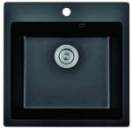 Inter Ceramic Chiuveta compozit Inter Ceramic finisaj granit negru 50x50 cm cu orificiu baterie (5050 BLACK CENTRAL HOLE) Chiuveta