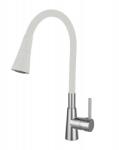 Inter Ceramic Baterie bucatarie cu pipa flexibila Inter Ceramic Havana finisaj crom lucios-alb mat cu 2 functii (7108223 HAVANA WHITE)