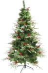 Alista Home Bogata Premium, piros fenyőtobozokkal díszített karácsonyi műfenyő, 180 cm magasság, 414 ág, Alista Home, zöld, fém tartóval együtt