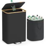 SongmicsHome Coș pentru sortarea sticlelor și dozelor ECOVIA, 100l, negru/bej Cos de gunoi