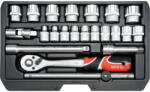 TOYA 22 Részes Dugókulcs Készlet 3/8 CrV - AS-Drive Racsnival - YT-38561
