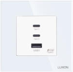 Luxion Priza Fast Charge 65W - USB-A + 2 x USB-C cu Rama din Sticla LUXION