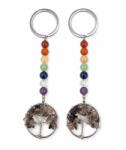  Breloc Cuart Fumuriu 10 cm Copacul Vietii cu Pietre 7 Chakre Decorativ 1 Buc