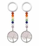  Breloc Cuart Alb 10 cm Copacul Vietii cu Pietre 7 Chakre Decorativ 1 Buc