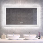 Welland 120x80cm fürdőszobai LED tükör dupla mosdóhoz | Páramentesítő - Beépített óra - Fényerő és színhőmérséklet szabályozás | Welland Luxury-Line Kath (INS-140612080-CD-H)