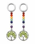 Breloc Peridot Natural 10 cm Copacul Vietii cu Pietre 7 Chakre 1 Buc