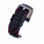  Curea Ceas Neagra Croco Cusatura (rosie) 20mm