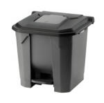 PLANET Szelektív hulladékgyűjtő konténer, műanyag, pedálos, antracit/fekete, 30L - atadcleankft