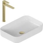 Excellent Set lavoar cu baterie Cori 2.0 58x38 cu baterie inalta Clever 2.0 auriu periat (ZEPR.0056)
