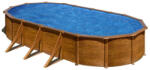 GRE piscină ovală cu perete metalic cu aspect lemn, 730 x 375 x 120 cm (P730W) Piscina