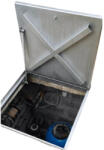 Palicy Capac de vizitare, AISI304, 600 x 600 mm, argintiu, telescopic, oțel inoxidabil, cu tavă de 25 mm adâncime, placabil, cu arc pe gaz, jgheab de drenaj