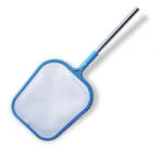 Poolx Plasă de suprafață, 33 x 30 cm, albastră, cu coadă de 1, 2 m, pentru curățarea suprafeței piscinei, pentru colectarea frunzelor și insectelor