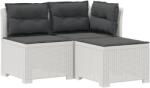 vidaXL Пейка за градина с Cushions във вид на ратан ПП Бяло (8011913)